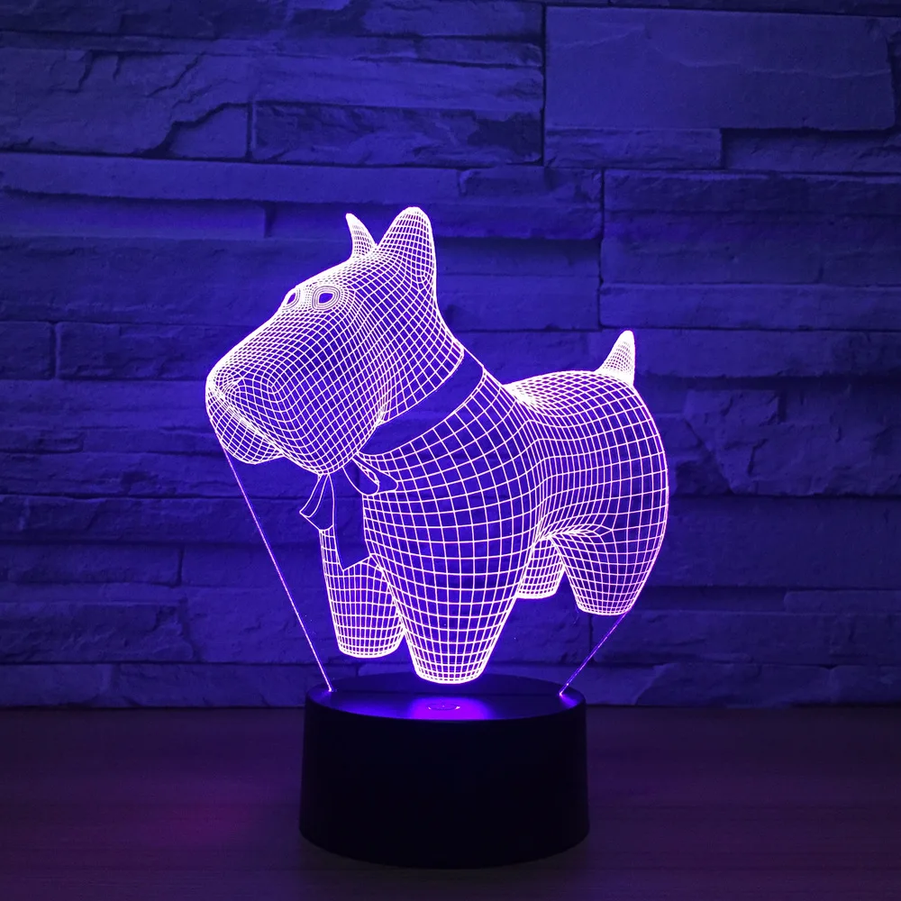 Lovely Dog Model Illusion 3d Lamp LED 7 Color Changing Animal Visual Led Night Lights For Kids Toy New Gift Desk Table | Освещение