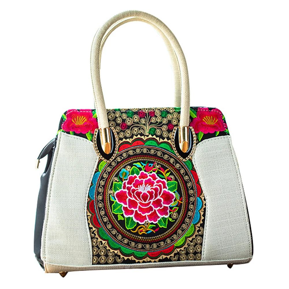 Винтажная женская сумка с вышивкой Цветочная Сумочка парусиновая Boho пляжная