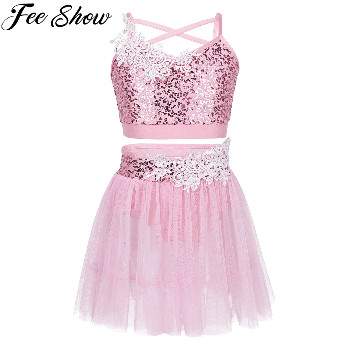 FEESHOW/детский балетный танцевальный костюм для девочек фигурного катания