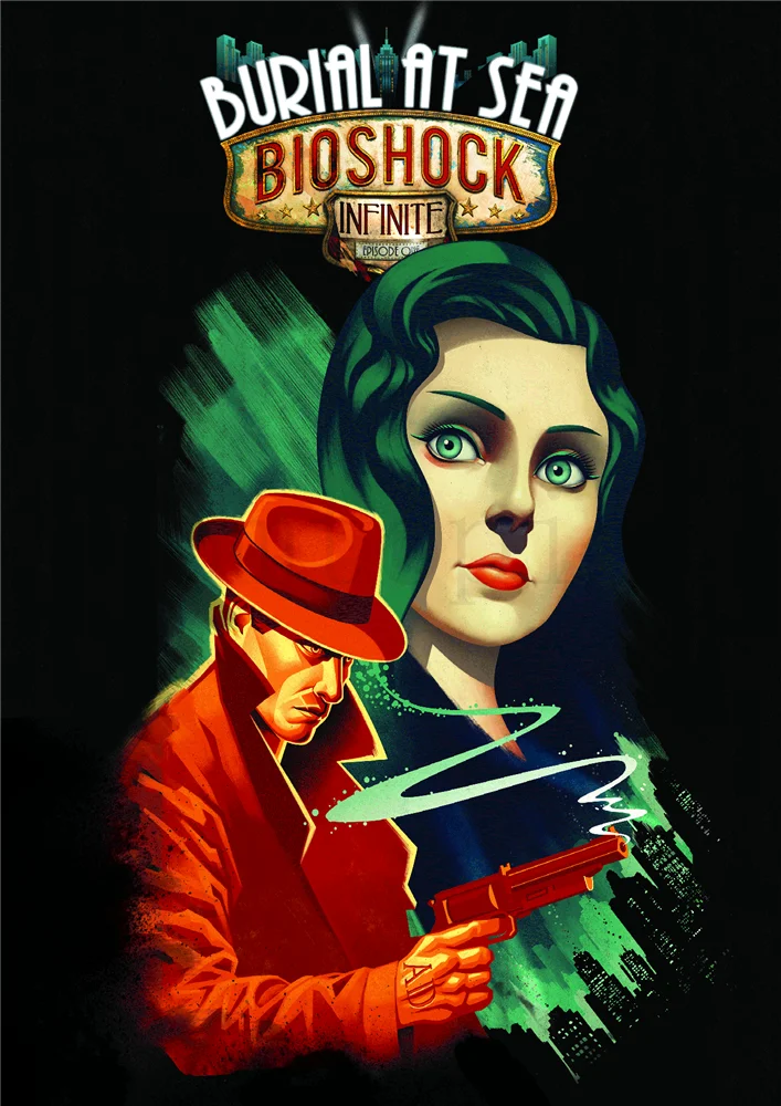 BIOSHOCK RAPTURE плакаты кино-стикеры Настенные белая мелованная бумага PrintsClear изображение украшение дома гостиная домашний арт бренд - Цвет: Армейский зеленый