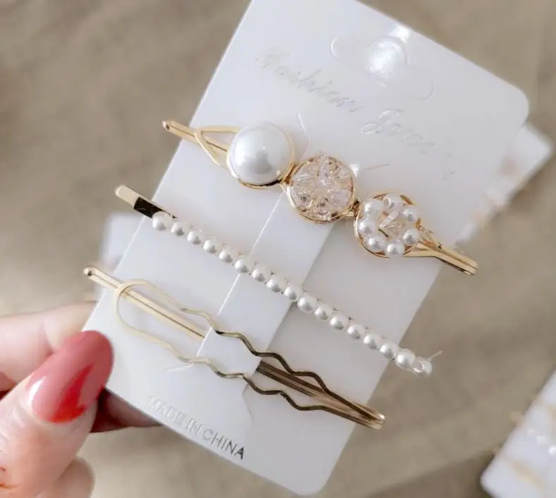 5 HZ Новинка Металлическая Имитация Жемчуга Заколка для волос кристаллы заколки украшения для волос шпильки зажим для волос аксессуары для волос для женщин и девушек - Цвет: 5