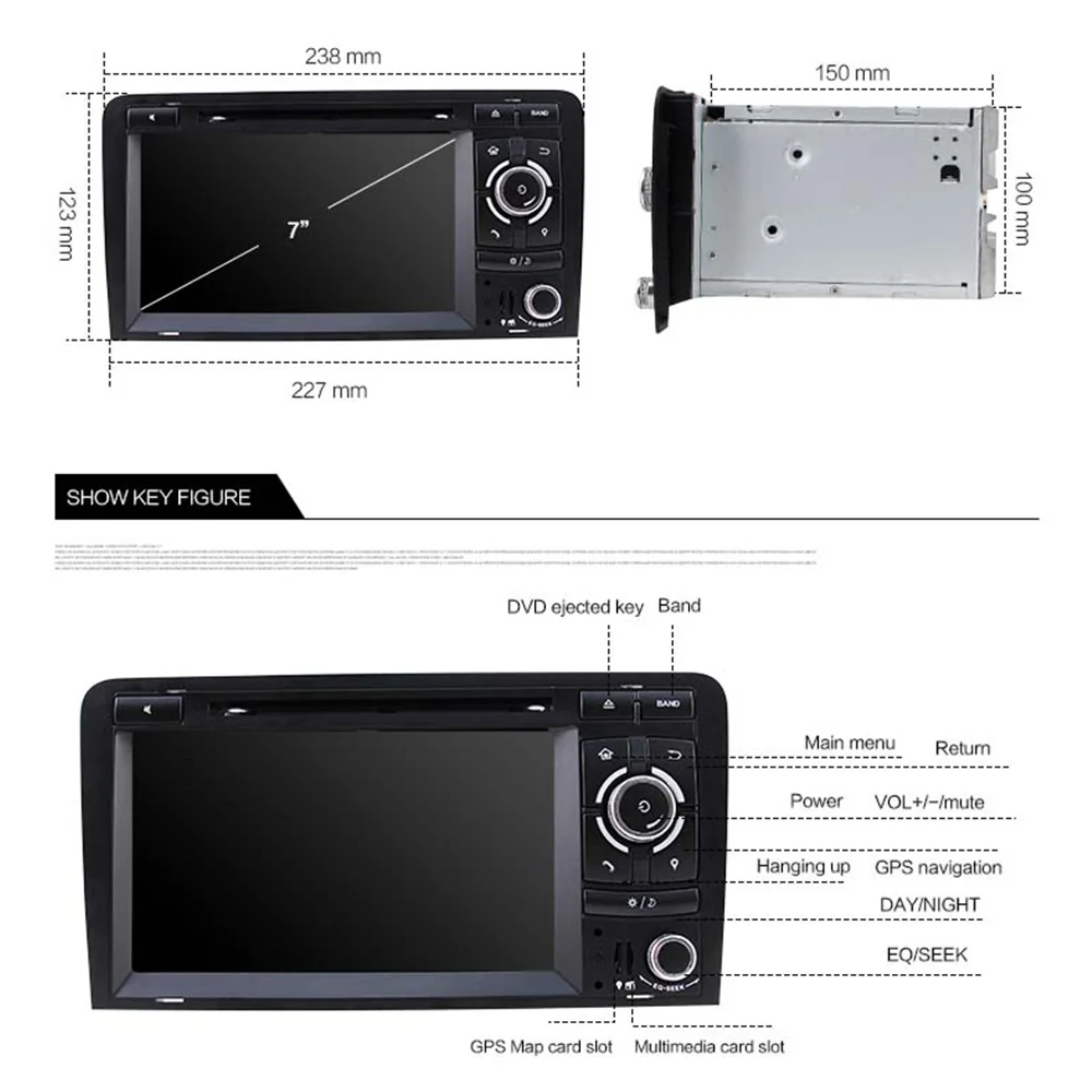 Eunavi 2 Din Автомобильный мультимедийный плеер GPS Android 9 DVD Automotivo радио для Audi A3 8 P/A3 8P1