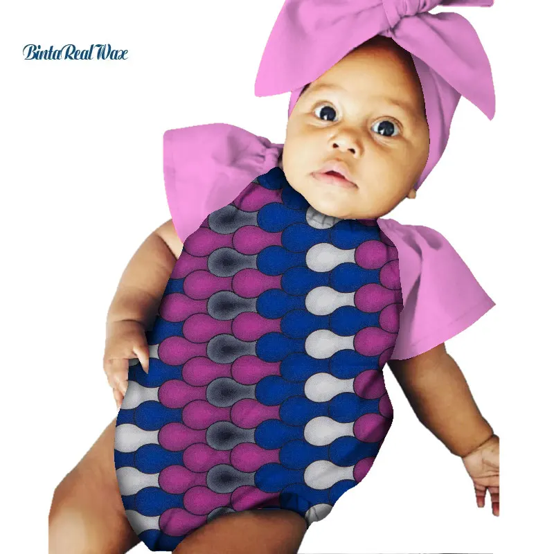 Unsixy детская одежда для малышей Bazin богатый комбинезон с Африканским принтом