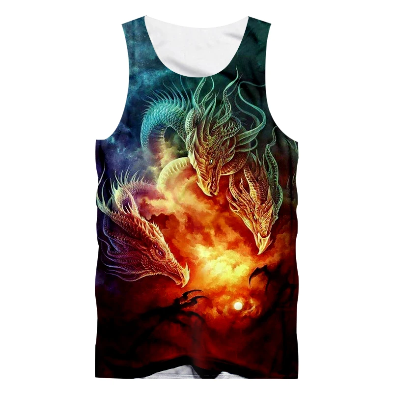 UJWI Новое поступление Для мужчин майки с классным принтом Дракон 3d майка человек