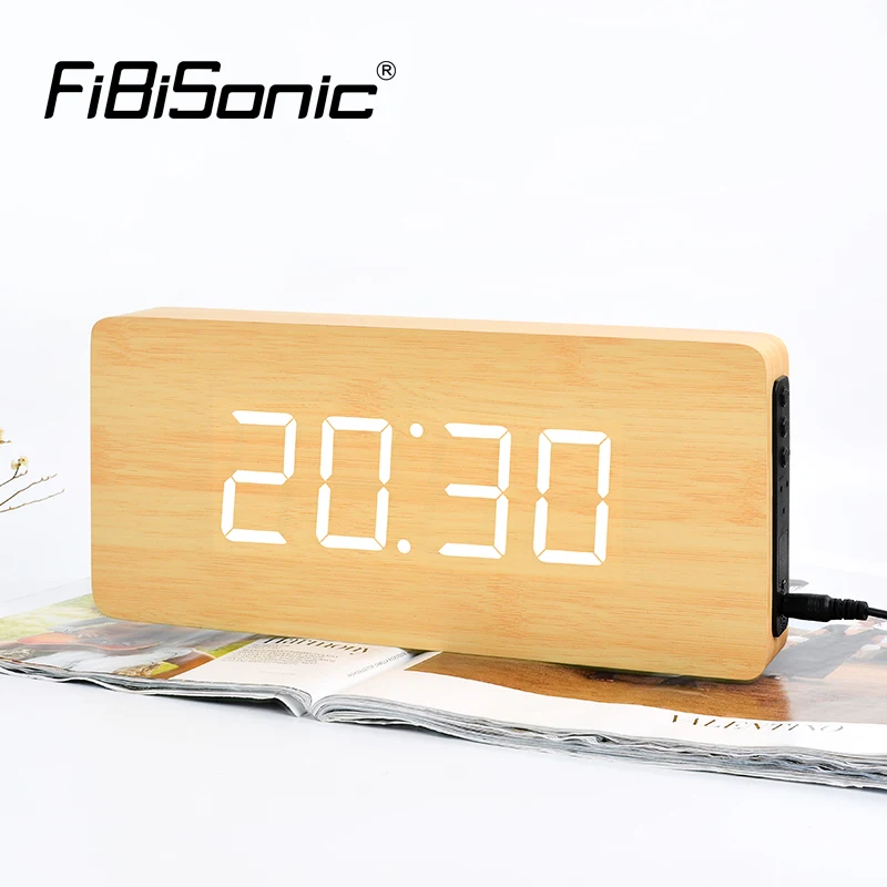 FiBiSnonic настенные часы современный дизайн светодиодный цифровые настенные часы Календарь Температура домашний декор Nixie часы