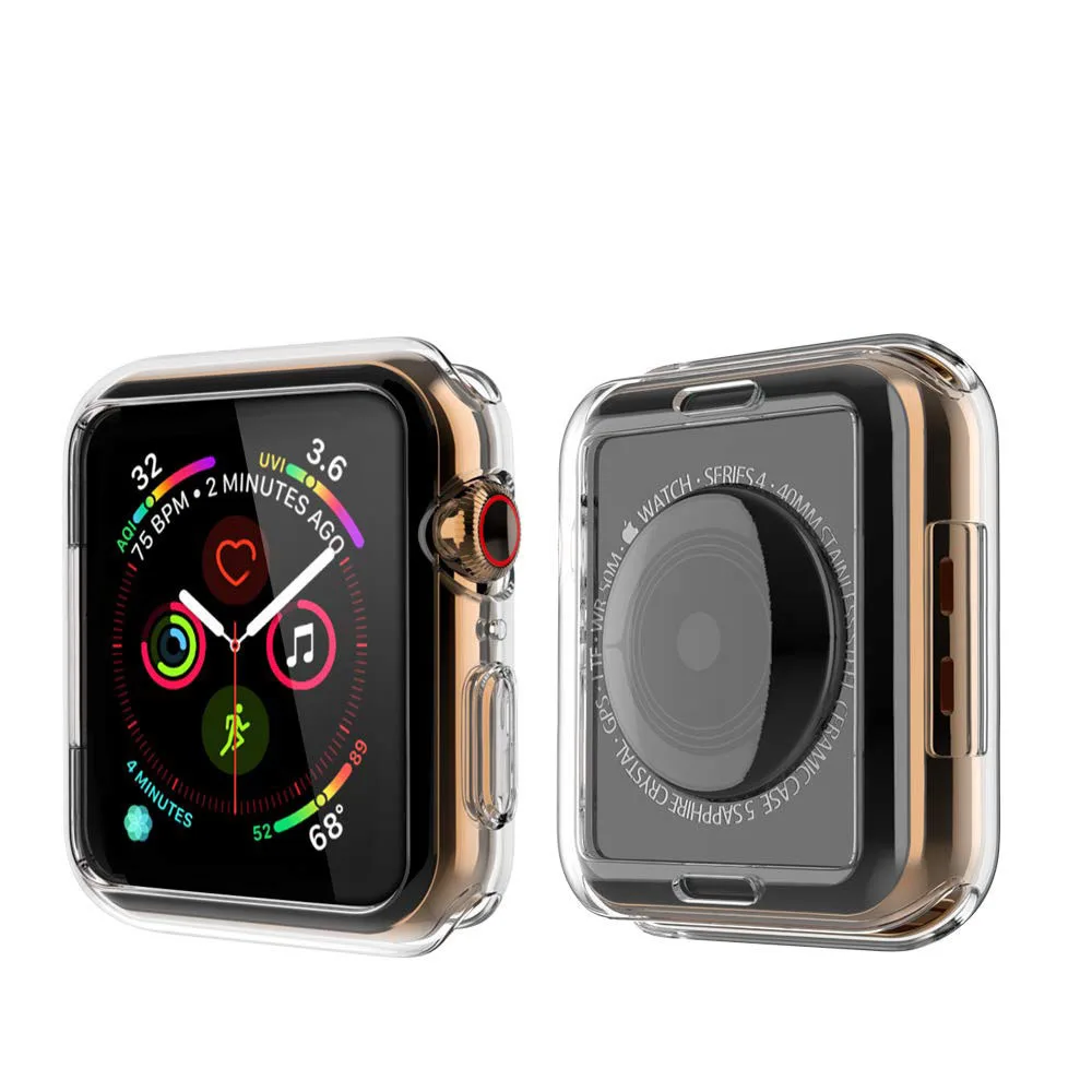 360 градусов Тонкий чехол для часов для Apple Watch, версии 4 44 мм 40 мм чехол мягкий прозрачный TPU Экран протектор для наручных часов iWatch, 4 серии защитный чехол