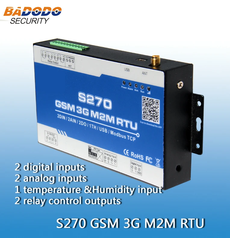 2G GSM GPRS 3G RTU мультипорт ввода/вывода удаленный терминал S270 с 2AIN + DIN релейный выход