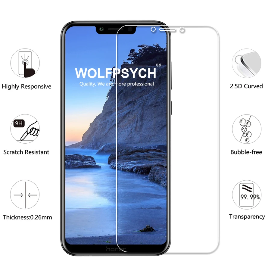 WOLFPSYCH 2.5D Закаленное стекло для huawei Honor Play 9 H прозрачная защитная пленка против