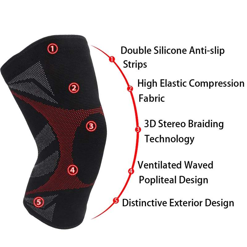 Tom's Hug Matte Red Anti Strip Sports Knee Support Pads 1 Pcs Anti-slip Kneepads Protector Warm for Arthritis Pain Relief | Спорт и