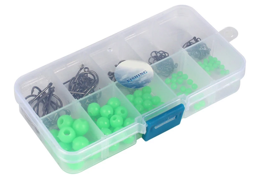 180pcs/box Luminous Lulu Jig Head Beads Fly Carp Fishing Hooks Kit Set Fishinghooks with Box Accessories Tools X24 | Спорт и