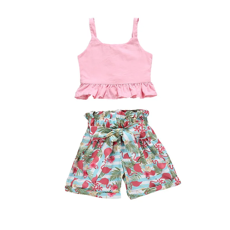 Комплект одежды для девочек однотонный розовый жилет на бретельках топы без