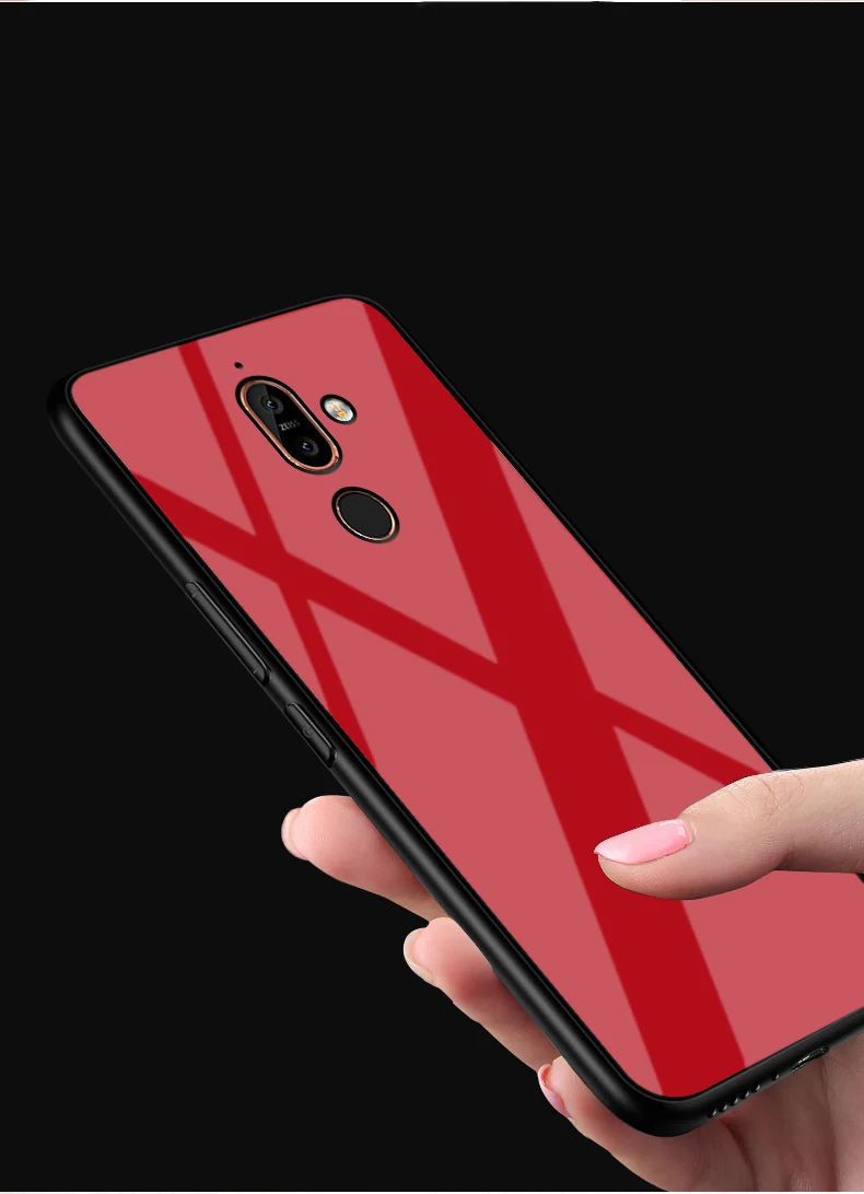 Стеклянный чехол для Nokia 7 Plus/X7 силиконовый чехол из ТПУ+ черная стеклянная крышка аксессуар на Nokia 7,1 Plus Coque для Nokia 8,1 Fundas