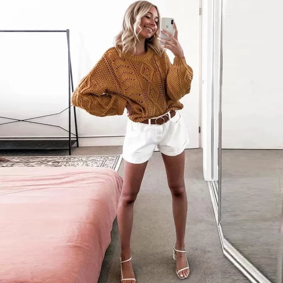 TEELYNN boho pullovers sweater for women 2019 Autumn winter lantern long sleeve warm top loose o-neck knitted sweaters | Женская одежда
