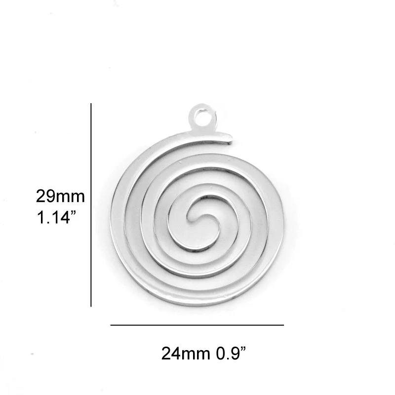 100% Stainless Steel Spiral Charms Helix Pendant Silver Color Long Necklace Women Collier Femme Initial 2019 Wholesale | Украшения и