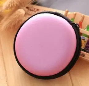 Pink Round Квадратный Органайзер проводов для наушников коробка для передачи данных кабель коробка для хранения Чехол Контейнер монета наушников защитная коробка 8 см - Цвет: Pink Round