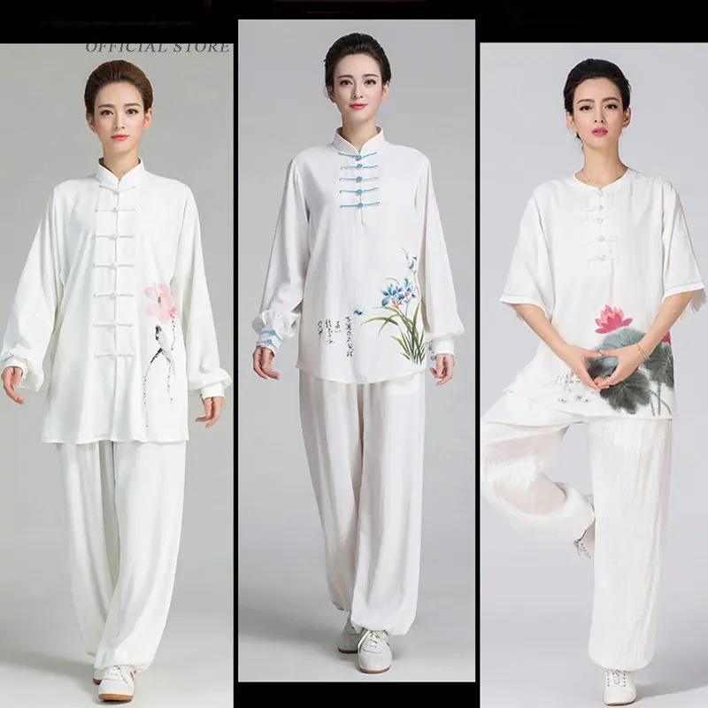 Одежда Тай Чи Униформа Женский костюм женская одежда в китайском стиле белые