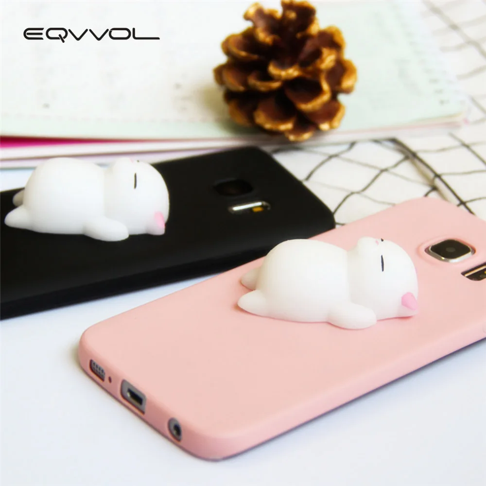 Eqvvol 3D Squishy Cute Cat Phone Case For Samsung Galaxy S9 S8 Plus S7 S6 Edge S5 Note 8 5 4 j5 J7 Cases Stress Reliever Cover |