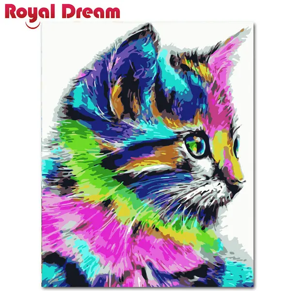 

Canvas Painting Color cat DIY Oil Painting By Numbers Wall Art Acrylic Oil Canvas Paintings Home Decor For Living Room