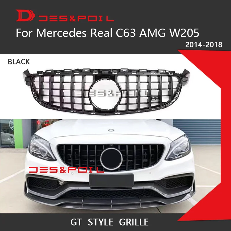 Решетка для Mercedes C Class Real C63 AMG GT вертикальный передний бампер гоночный гриль 2014 2021 купе седан 2 двери 4
