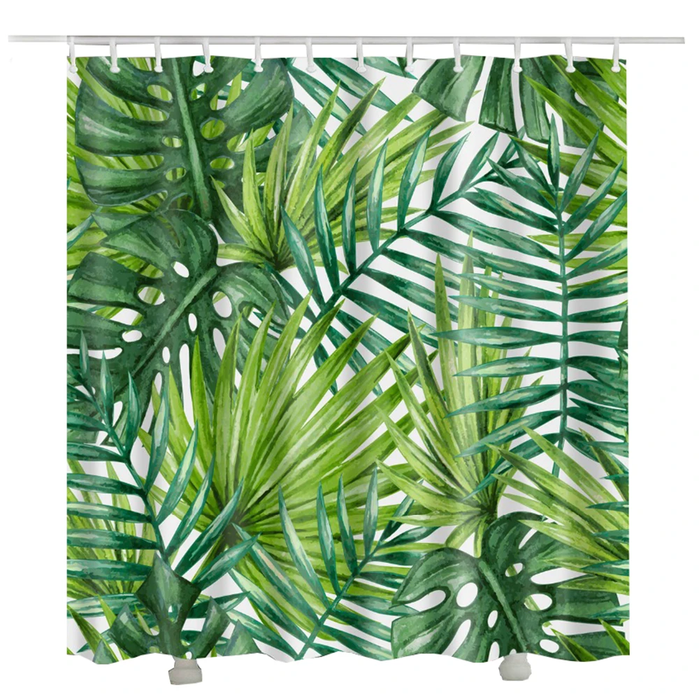 

tropical fabric shower curtain rideau de douche vert polyester new green tree leaf design a shower curtain