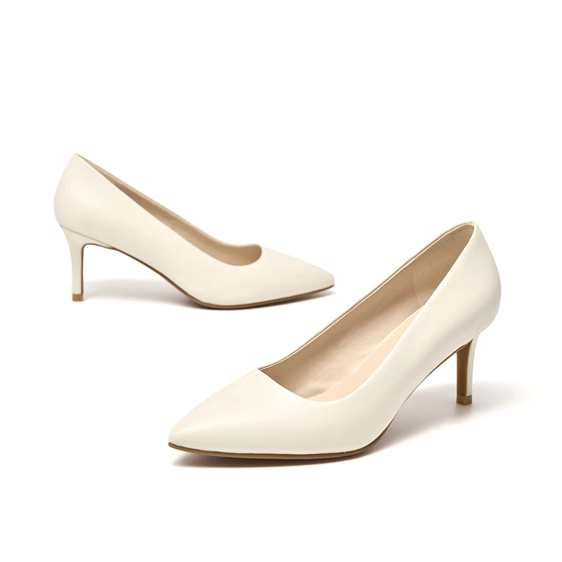 Туфли BeauToday женские из телячьей кожи натуральная кожа заостренный носок высокий