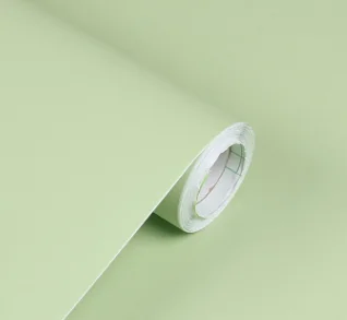 light green New Plain color thick PVC wallpaper self-adhesive solid color wallpapers bedroom living room decoration wall stickers waterproof - Цвет: light green