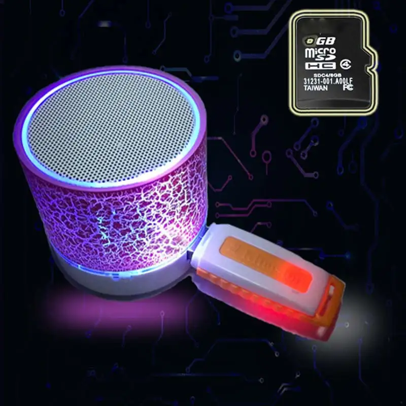 Мини беспроводной громкоговоритель Bluetooth динамик Crack LED TF USB Сабвуфер колонки Mp3