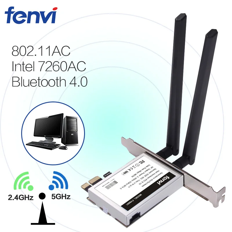Настольный двухдиапазонный 1200 Мбит/с 802.11ac 7260NGW AC1200 беспроводной PCI E Wifi Bluetooth карта