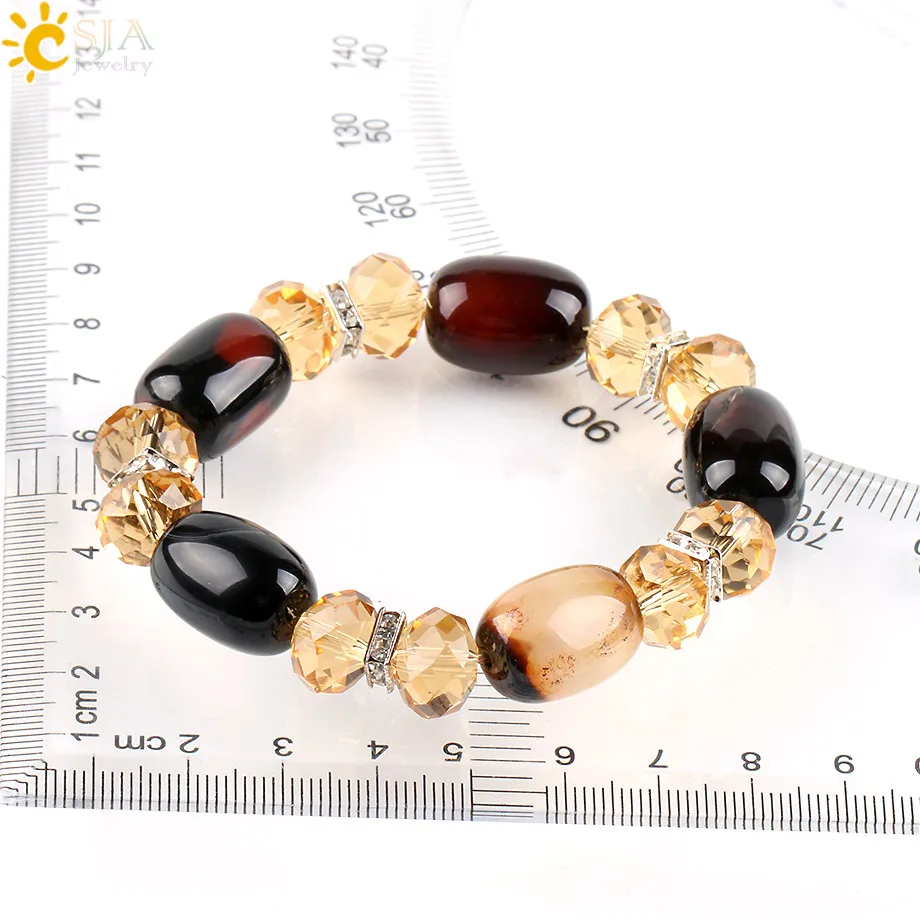 Женский и мужской браслет CSJA винтажный из натурального оникса с розаинами