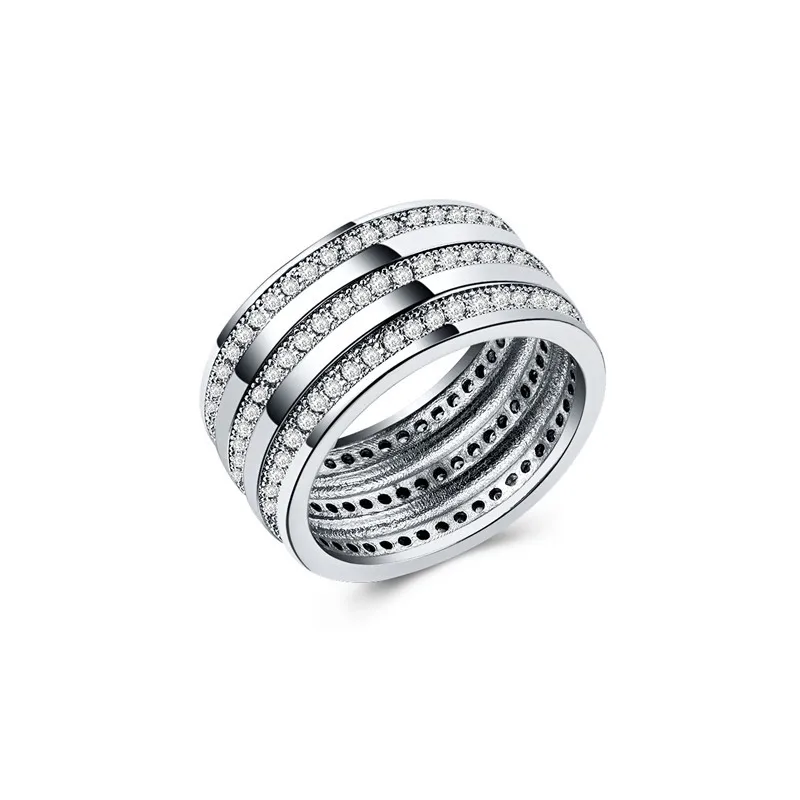 

Huitan Brilliantt Silver Plated Ring Triple Line Cubic Zircon Setting Women Jewelry Finger Ring Wholesale Lots&Bulk Drop Ship