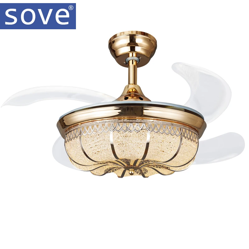 36 дюймовые современные светодиодные потолочные вентиляторы с кристаллами