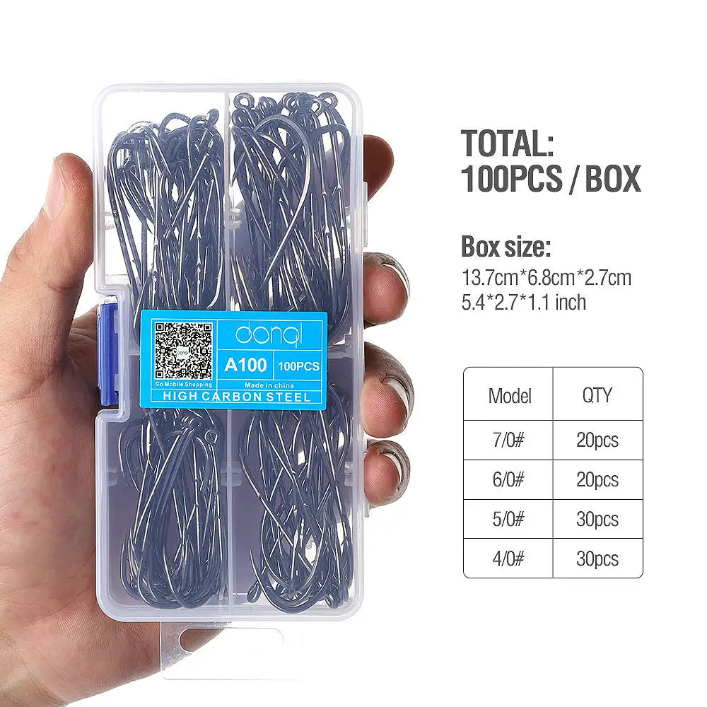 DONQL 100pcs High Carbon Steel Barbed Fishing Hook for Carp Fishing hook jig head Hook Fishing Tackle Box Fishing Accessories