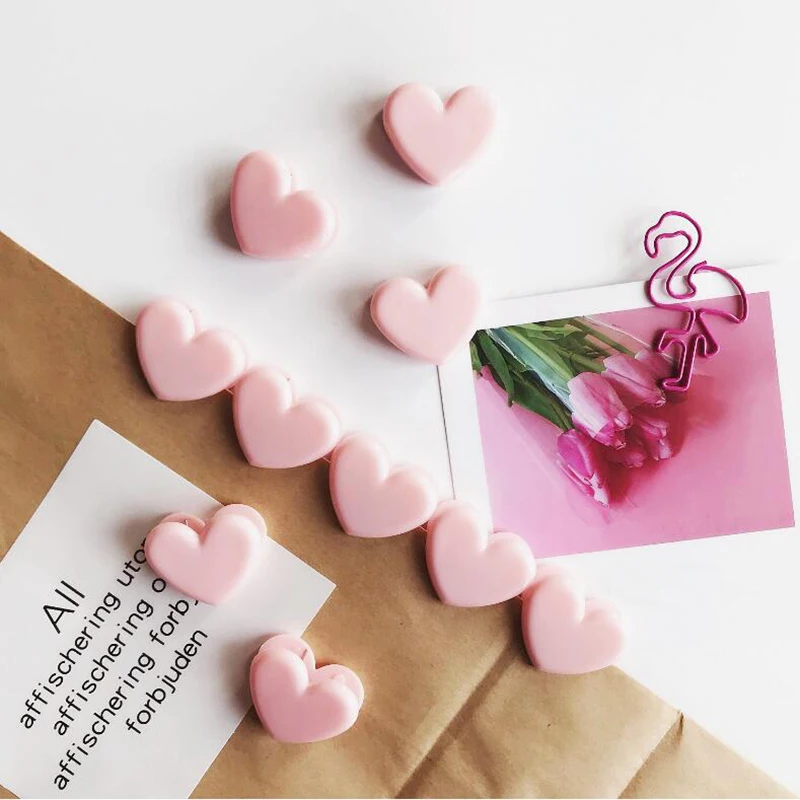 5 Pcs/lot Pink Love Heart Planner Paper Clip Plastic Bookmarks Kawaii Clips Cute Binder Stationery Store Office School Supplies |