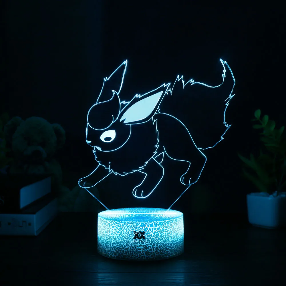 Популярная игра Покемон Eevee семейная серия 3D лампа USB мультфильм ночной Светильник СВЕТОДИОДНЫЙ 7 цветов Настольная лампа подарки для детей HUI YUAN бренд