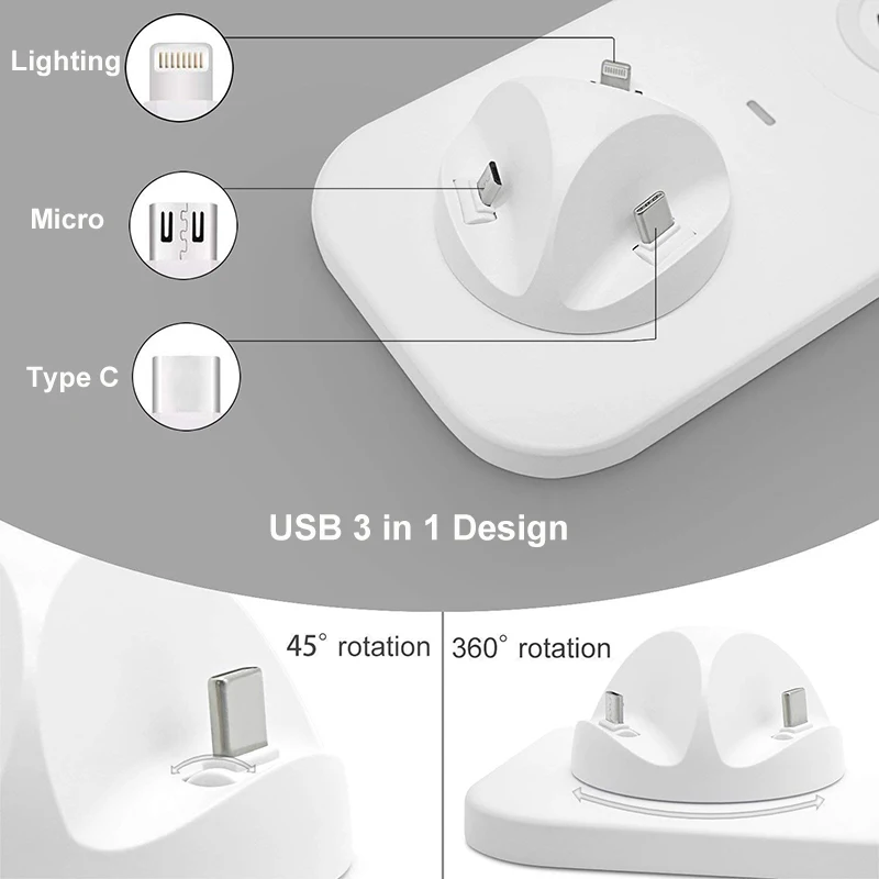 Новая мульти USB зарядная док-станция, Qi Беспроводное зарядное устройство с грибной светильник для ios/Micro/type-C и всех qi-телефонов