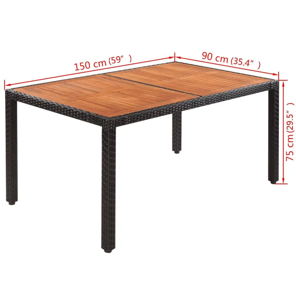 VidaXL открытый стол поли ротанга акации Топ 59 &quotх 35 4&quot х 29 5&quot|outdoor table|table outdoorwood