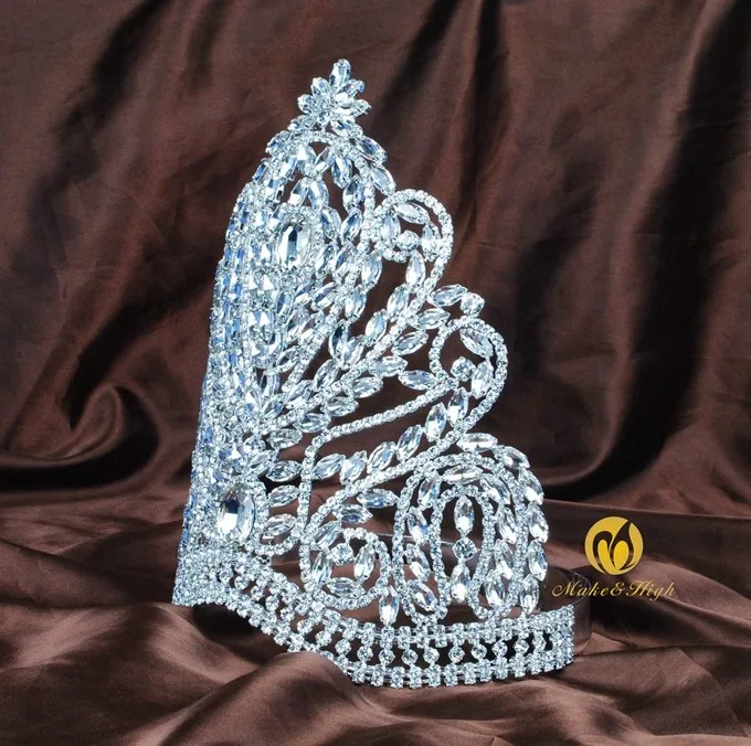 Фантастический Большой 9-дюймовый тиара австрийские диадема короны из горного