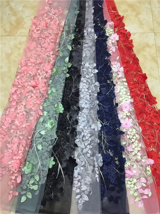 3d кружевная ткань с бусинами сетчатая для свадебного платья нигерийская 2019