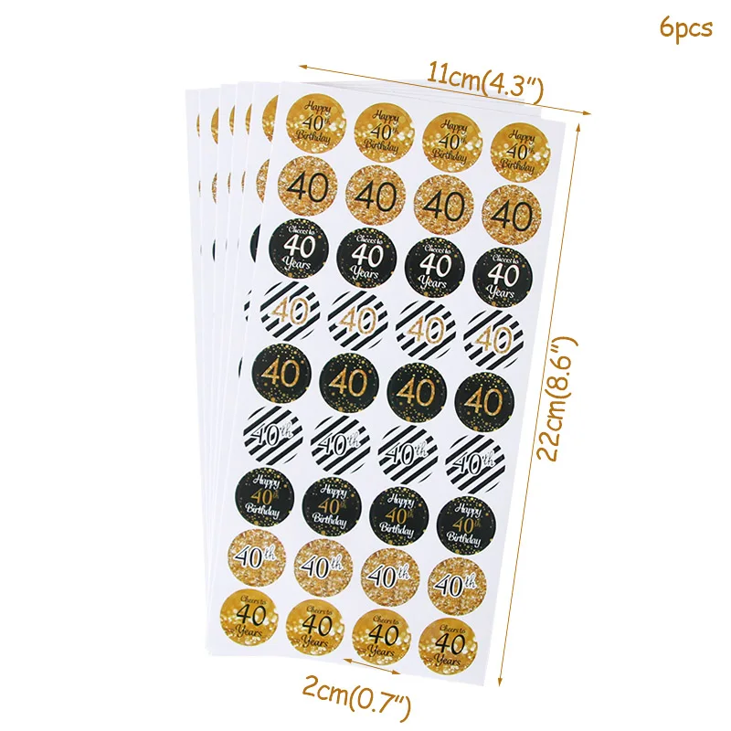 6page 40sticker 216 шт. 30/40/50th С Днем Рождения Бумаги Печать Стикеры 30 лет праздника вечерние подарок конфеты Еда Стикеры s Юбилей вечерние Декор - Цвет: 6page 40sticker