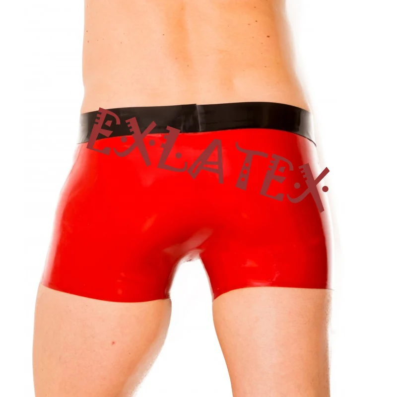 Латексные трусы мужские эротические черные латексные шорты с резиновой отделкой