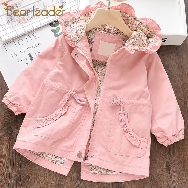 Bear Leader/пальто для девочек Новая Осенняя детская куртка с длинным рукавом и