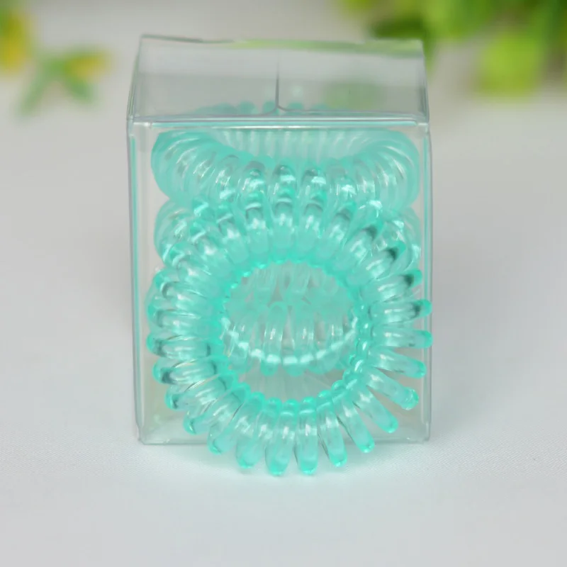Телефонный провод спиральный непрозрачный резинки для волос в прозрачных цветах эластичные ленты девочек-аксессуары.