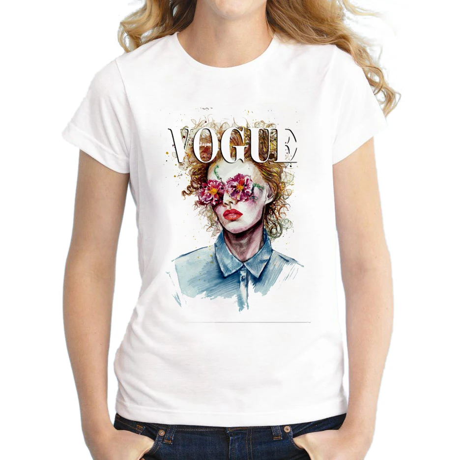 Женская футболка с цветочным принтом и глазами Повседневная коротким рукавом