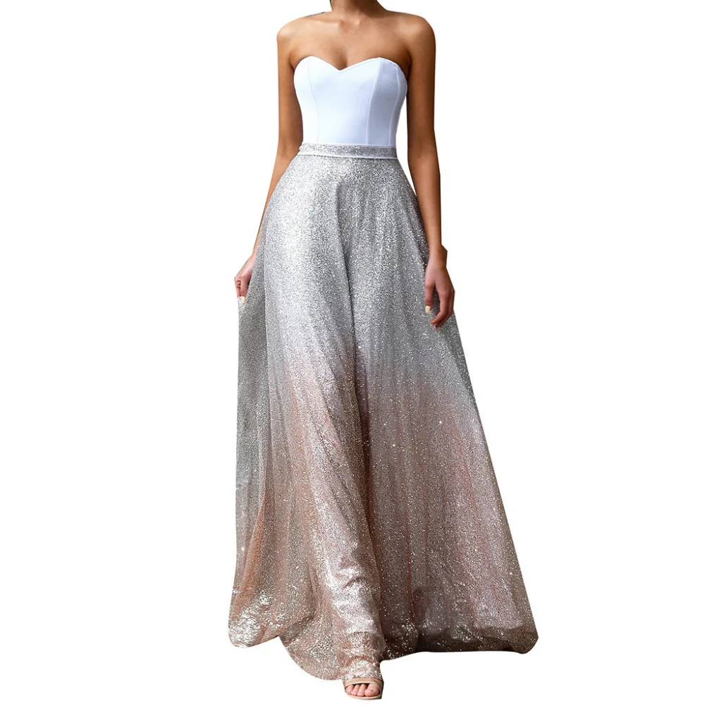 Платье женское белое без рукавов пикантное Длинное Элегантное Вечернее с