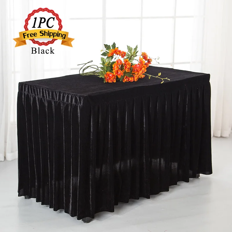1 шт. декоративная бархатная плиссированная юбка для стола из полиэстера|table