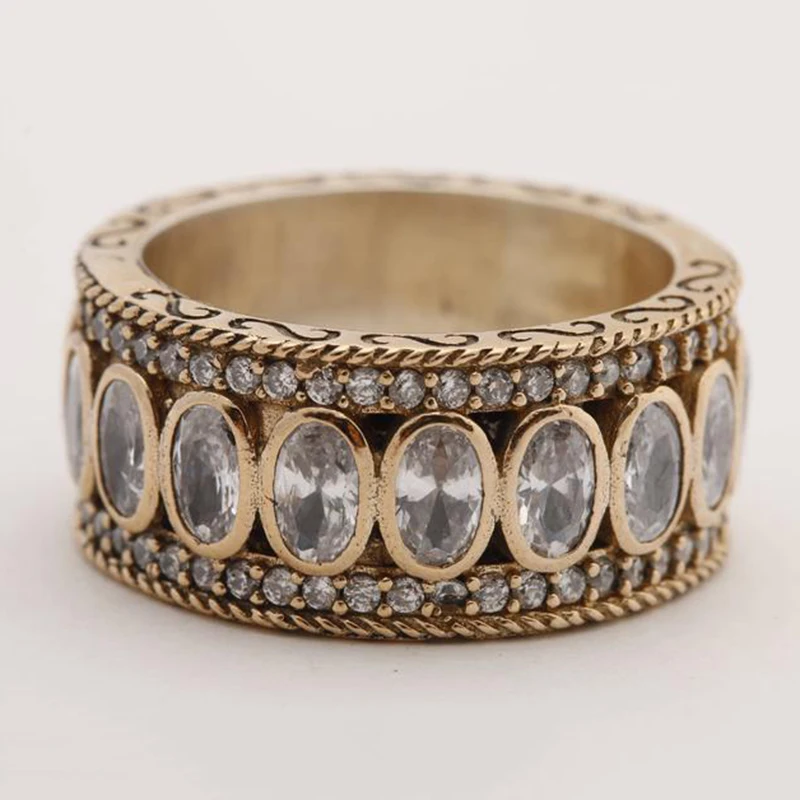 Винтажное однорядное кольцо с белым цирконом женское роскошное обручальное