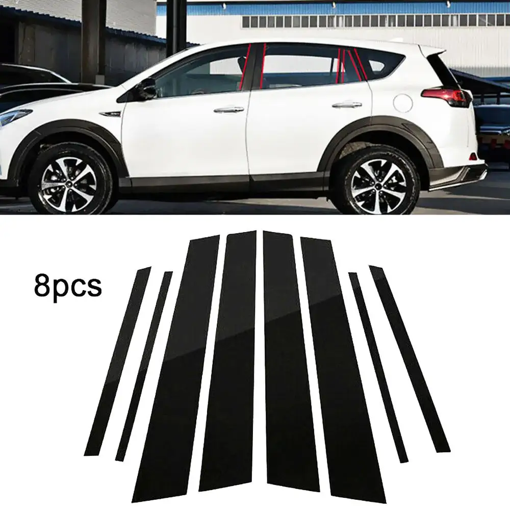 Наклейка на среднюю колонку BC для Toyota RAV4 2013 2018 8 шт. блестящее стекло с эффектом