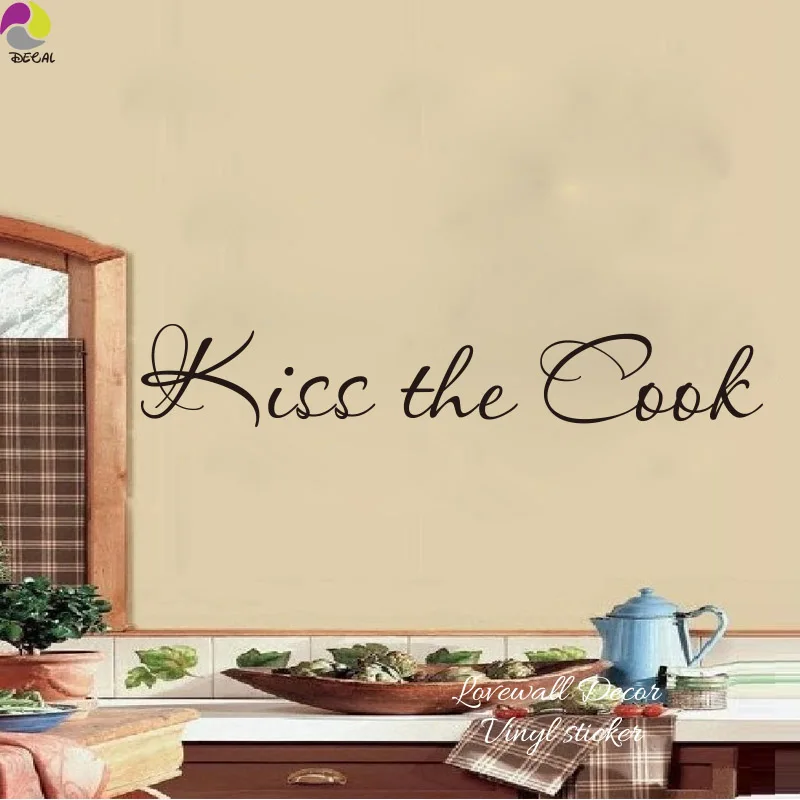 Kiss The Cook кухонная Цитата Настенная Наклейка Cuision хлебобулочная столовая легкое