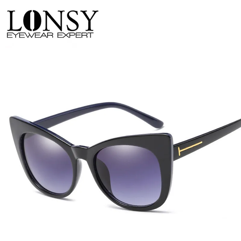 LONSY женские модные солнцезащитные очки кошачий глаз брендовые дизайнерские в