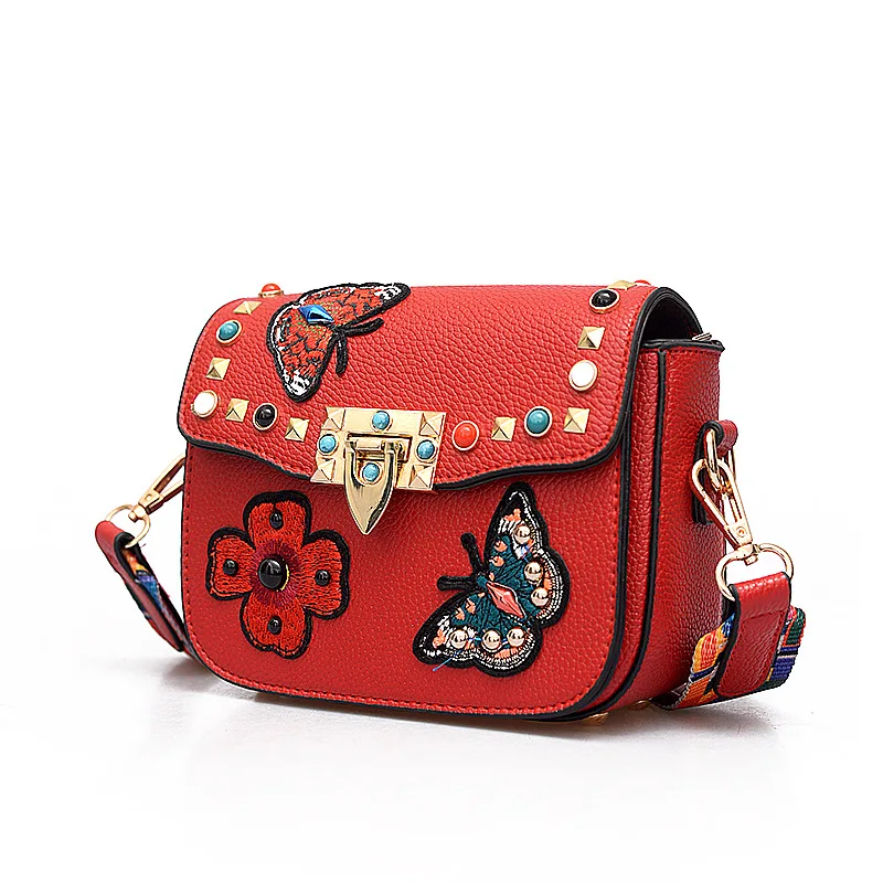 2017 женские сумки мессенджеры с цветочной вышивкой бабочки сумка через плечо
